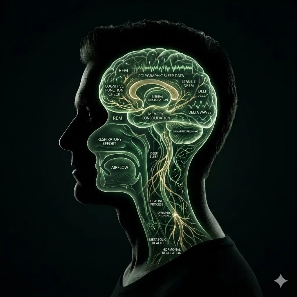 Clinical double exposure showing neural sleep pathways